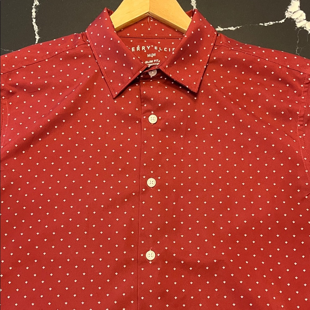 Men's Burgundy Polka Dot Shirt